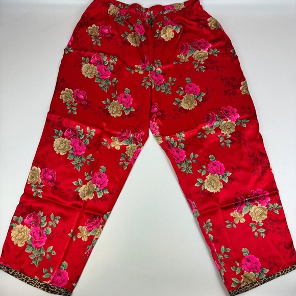 New Avon Intimates Womens Size 2X Pajama Set Tank and Pants Floral Leopard Trim - Picture 5 of 8